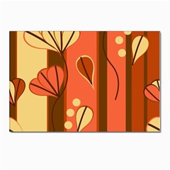 Amber Yellow Stripes Leaves Floral Postcards 5  X 7  (pkg Of 10) by Pakjumat