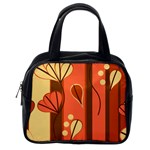 Amber Yellow Stripes Leaves Floral Classic Handbag (One Side) Front