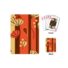 Amber Yellow Stripes Leaves Floral Playing Cards Single Design (mini) by Pakjumat