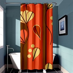 Amber Yellow Stripes Leaves Floral Shower Curtain 36  X 72  (stall)  by Pakjumat