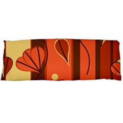 Amber Yellow Stripes Leaves Floral Body Pillow Case (dakimakura) by Pakjumat