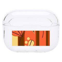 Amber Yellow Stripes Leaves Floral Hard Pc Airpods Pro Case