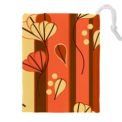 Amber Yellow Stripes Leaves Floral Drawstring Pouch (5xl) by Pakjumat