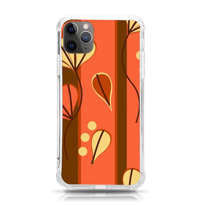 Amber Yellow Stripes Leaves Floral iPhone 11 Pro Max 6.5 Inch TPU UV Print Case