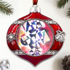 Abstract Art Work 1 Metal Snowflake And Bell Red Ornament