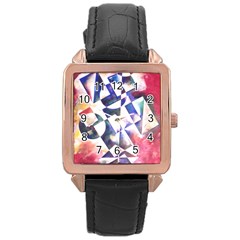 Abstract Art Work 1 Rose Gold Leather Watch 