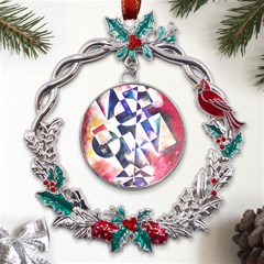 Abstract Art Work 1 Metal X mas Wreath Holly Leaf Ornament by mbs123