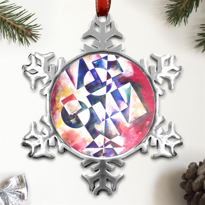 Abstract Art Work 1 Metal Small Snowflake Ornament