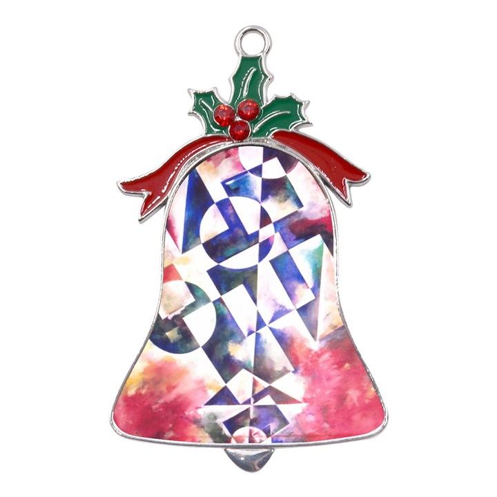 Abstract Art Work 1 Metal Holly Leaf Bell Ornament