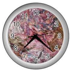 Blended Rivers Wall Clock (silver) by kaleidomarblingart