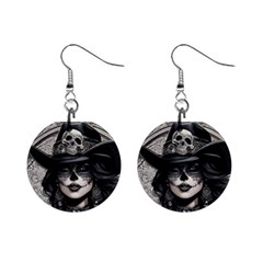 Beautiful Death Mini Button Earrings by Lacatrinascanvas