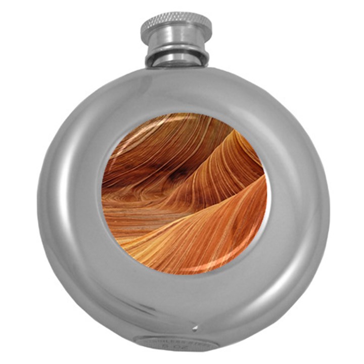 Sandstone The Wave Rock Nature Red Sand Round Hip Flask (5 oz)