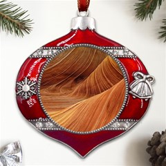 Sandstone The Wave Rock Nature Red Sand Metal Snowflake And Bell Red Ornament