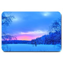 Winter Landscape Snow Forest Trees Large Doormat by Amaryn4rt