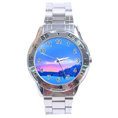 Winter Landscape Snow Forest Trees Stainless Steel Analogue Watch by Amaryn4rt