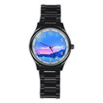 Winter Landscape Snow Forest Trees Stainless Steel Round Watch Front