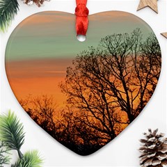 Twilight Sunset Sky Evening Clouds Heart Ornament (two Sides)