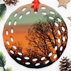 Twilight Sunset Sky Evening Clouds Round Filigree Ornament (two Sides)