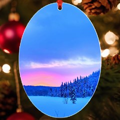 Winter Landscape Snow Forest Trees Uv Print Acrylic Ornament Oval