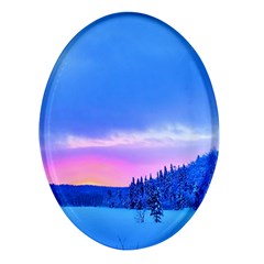 Winter Landscape Snow Forest Trees Oval Glass Fridge Magnet (4 Pack)