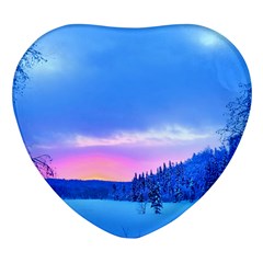 Winter Landscape Snow Forest Trees Heart Glass Fridge Magnet (4 Pack)