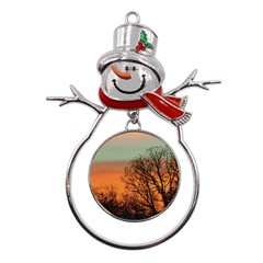 Twilight Sunset Sky Evening Clouds Metal Snowman Ornament