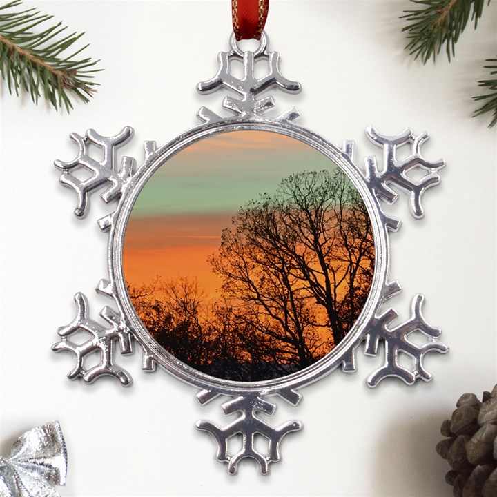 Twilight Sunset Sky Evening Clouds Metal Large Snowflake Ornament