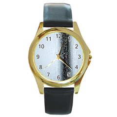 Rain Raindrop Drop Of Water Drip Round Gold Metal Watch by Amaryn4rt