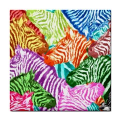 Zebra Colorful Abstract Collage Tile Coaster