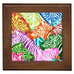 Zebra Colorful Abstract Collage Framed Tile