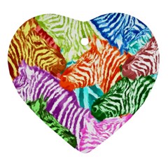 Zebra Colorful Abstract Collage Ornament (Heart)