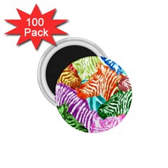 Zebra Colorful Abstract Collage 1 75  Magnets (100 Pack) 