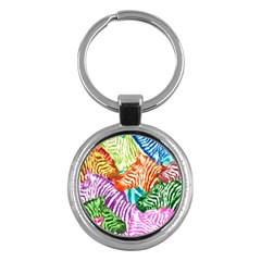 Zebra Colorful Abstract Collage Key Chain (Round)