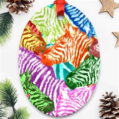 Zebra Colorful Abstract Collage Oval Ornament (two Sides)