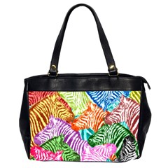 Zebra Colorful Abstract Collage Oversize Office Handbag (2 Sides)