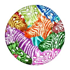 Zebra Colorful Abstract Collage Ornament (Round Filigree)