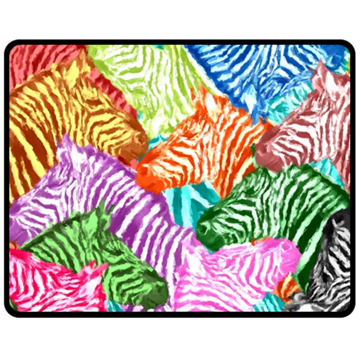 Zebra Colorful Abstract Collage Two Sides Fleece Blanket (Medium)