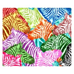 Zebra Colorful Abstract Collage Two Sides Premium Plush Fleece Blanket (Small)