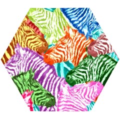 Zebra Colorful Abstract Collage Wooden Puzzle Hexagon