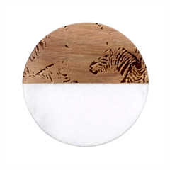 Zebra Colorful Abstract Collage Classic Marble Wood Coaster (Round) 