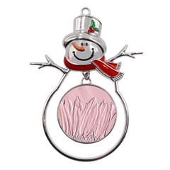 Shabby Chic Vintage Background Metal Snowman Ornament