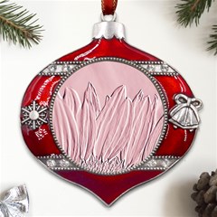 Shabby Chic Vintage Background Metal Snowflake And Bell Red Ornament