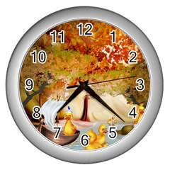 Art Kuecken Badespass Arrangemen Wall Clock (silver) by Amaryn4rt