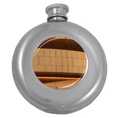 Architecture Art Boxes Brown Round Hip Flask (5 Oz) by Amaryn4rt