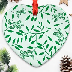 Leaves Foliage Green Wallpaper Ornament (heart)