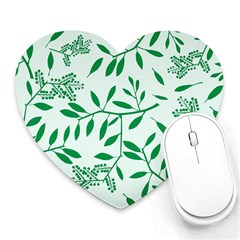 Leaves Foliage Green Wallpaper Heart Mousepad by Amaryn4rt