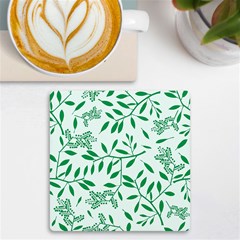 Leaves Foliage Green Wallpaper Uv Print Square Tile Coaster  by Amaryn4rt