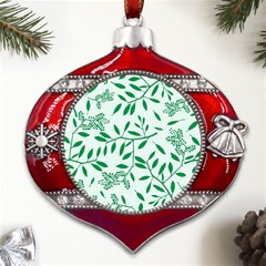 Leaves Foliage Green Wallpaper Metal Snowflake And Bell Red Ornament