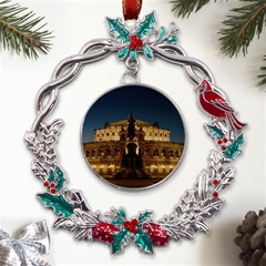 Dresden Semper Opera House Metal X mas Wreath Holly Leaf Ornament