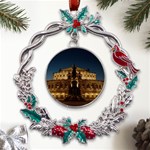 Dresden Semper Opera House Metal X mas Wreath Holly leaf Ornament Front